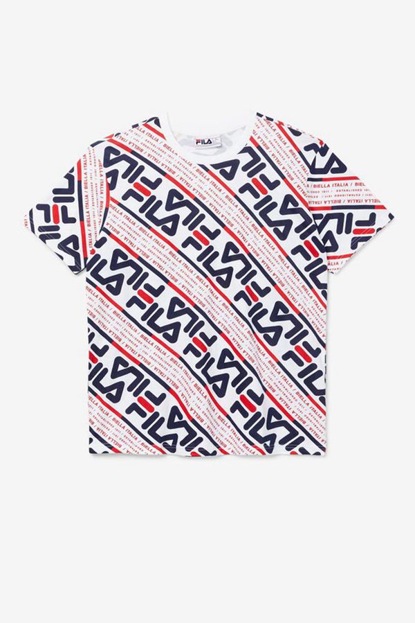 Fila Calvin Men's Tee - White/Navy/Red,NZ 687-91750